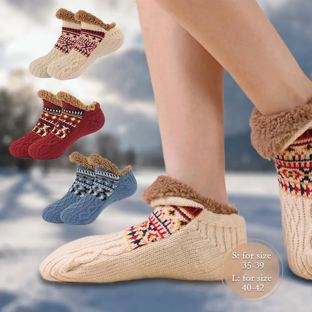 Meias unissex outono e inverno meias de chão casa quente meias de neve sono tapete meias sandálias antiderrapantes