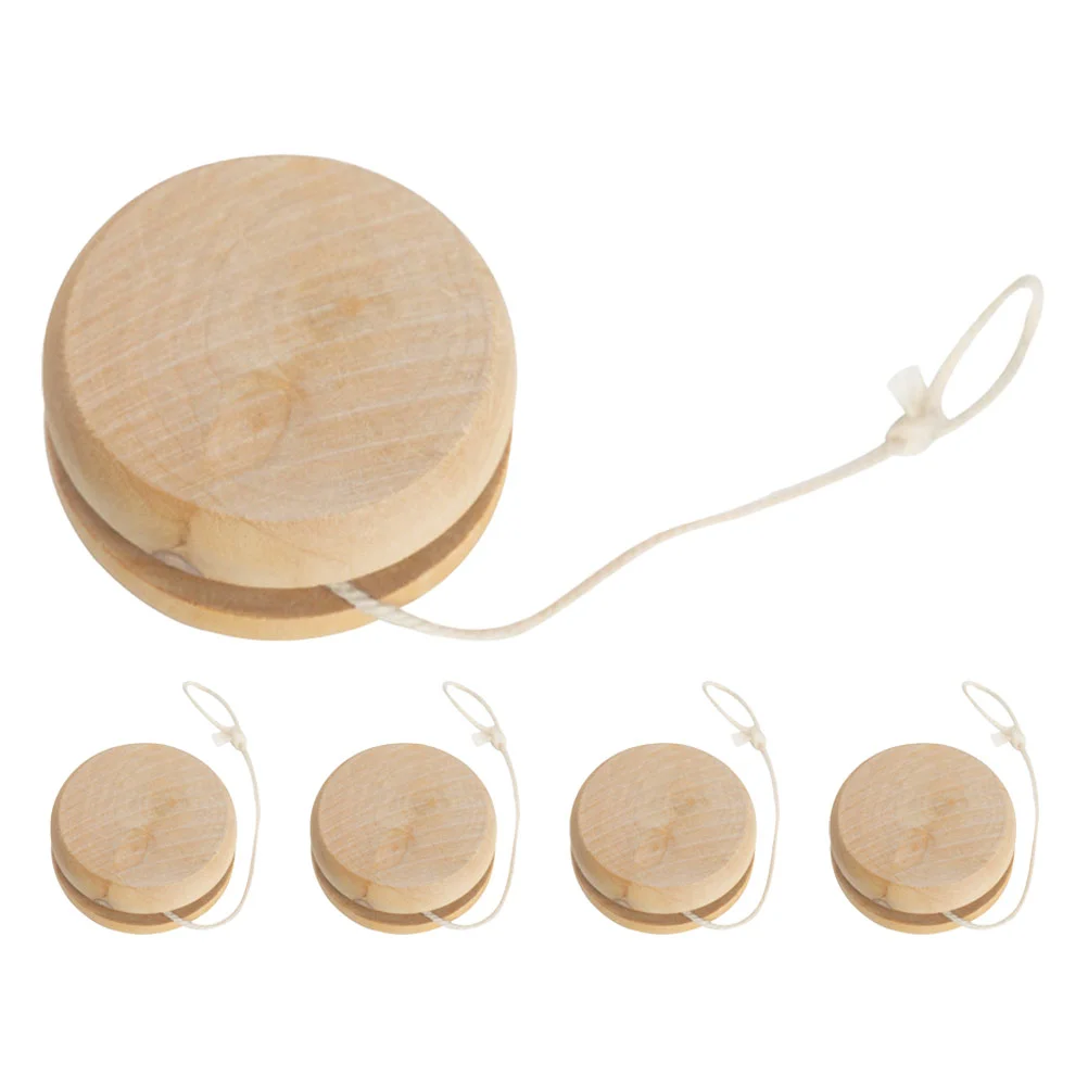 5 pezzi pianura Yo-yo palla unisex corda di legno palla portatile Yo-yo palla educativa palline Yo-Yo palla di corda di legno giocattolo