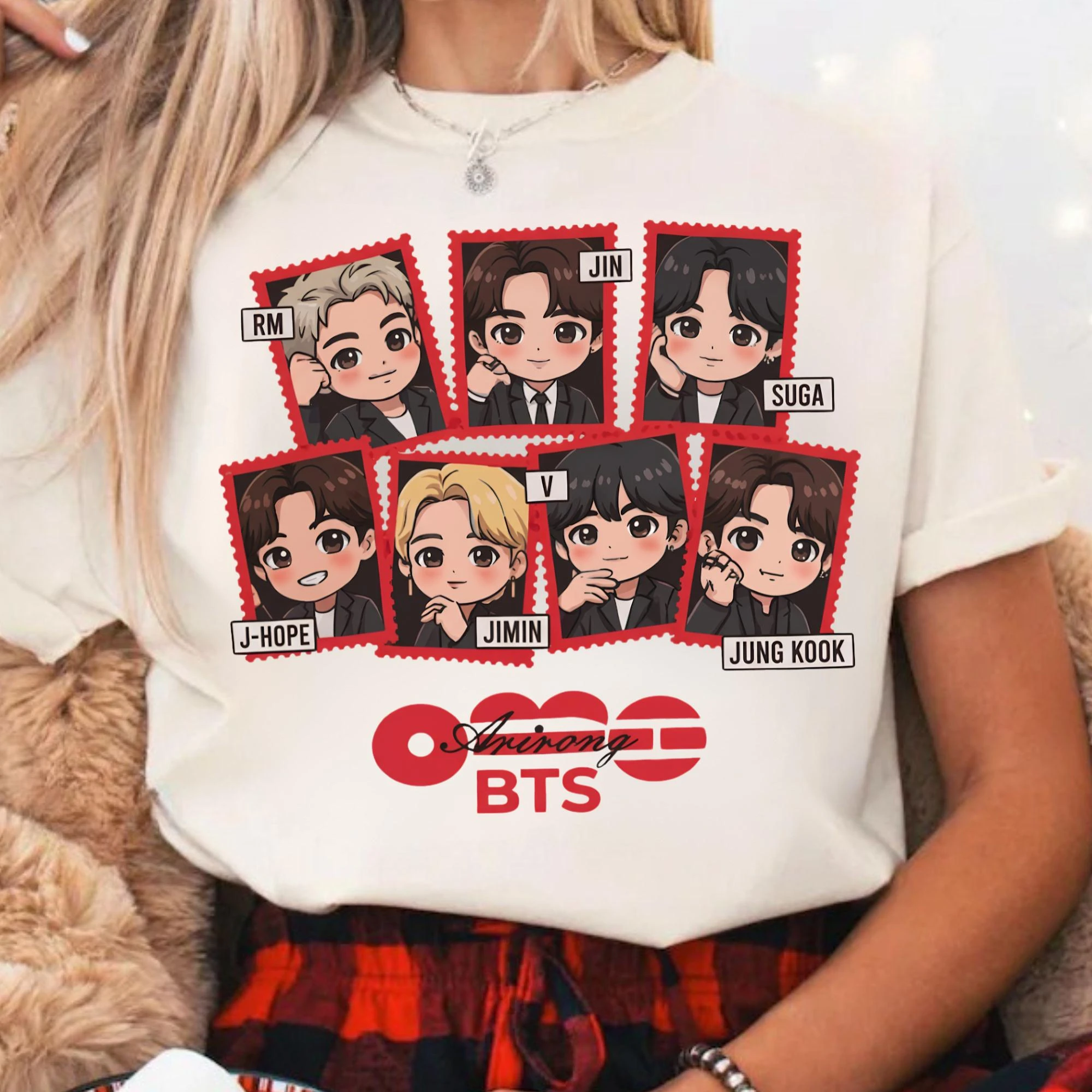 Camiseta de algodón para hombre y mujer, con clip de los miembros de BTS, para la gira mundial Kpop BTS Arirang Bangtan Boys 2026, camiseta familiar a juego para el verano 2026