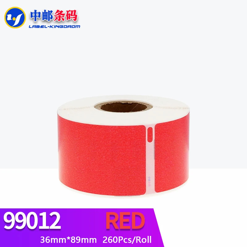 1 Rolls Red Color Generic Dymo 99012 Label 36mm*89mm 260Pcs Compatible for LabelWriter400 450 450Turbo