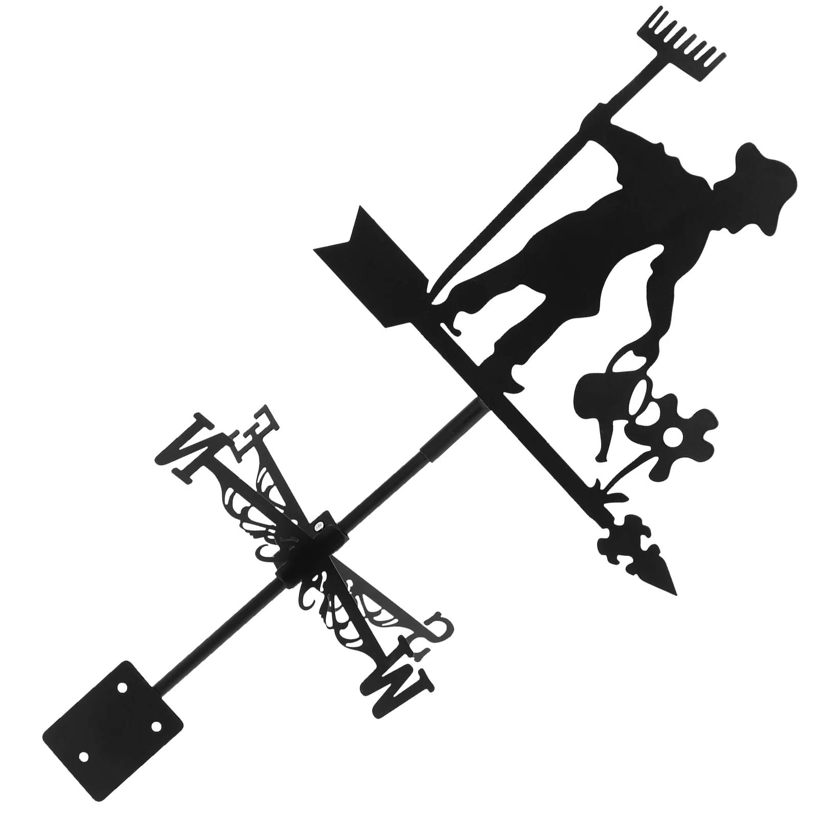 

Iron Weathervane Wind Direction Indicator Garden Stake Yard Patio Roof Black Easy Install Durable Long Use Outdoor Farm Scene