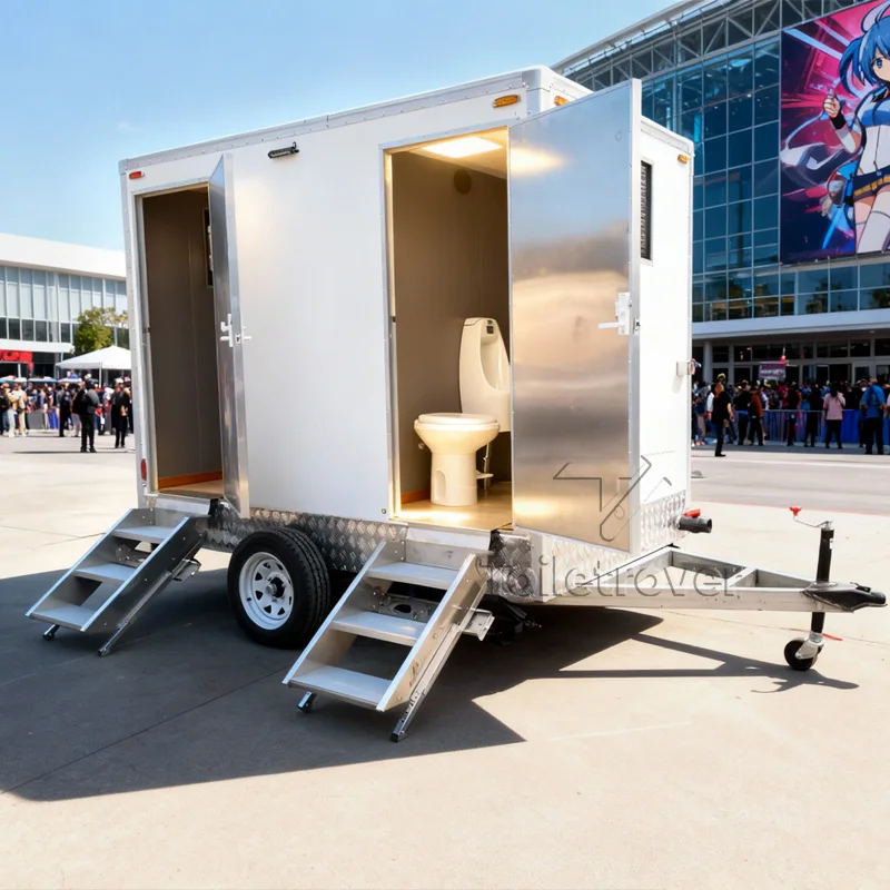 

Роскошный мобильный туалет-прицеп для свадеб, портативный уличный туалет для кемпинга в контейнерном прицепе