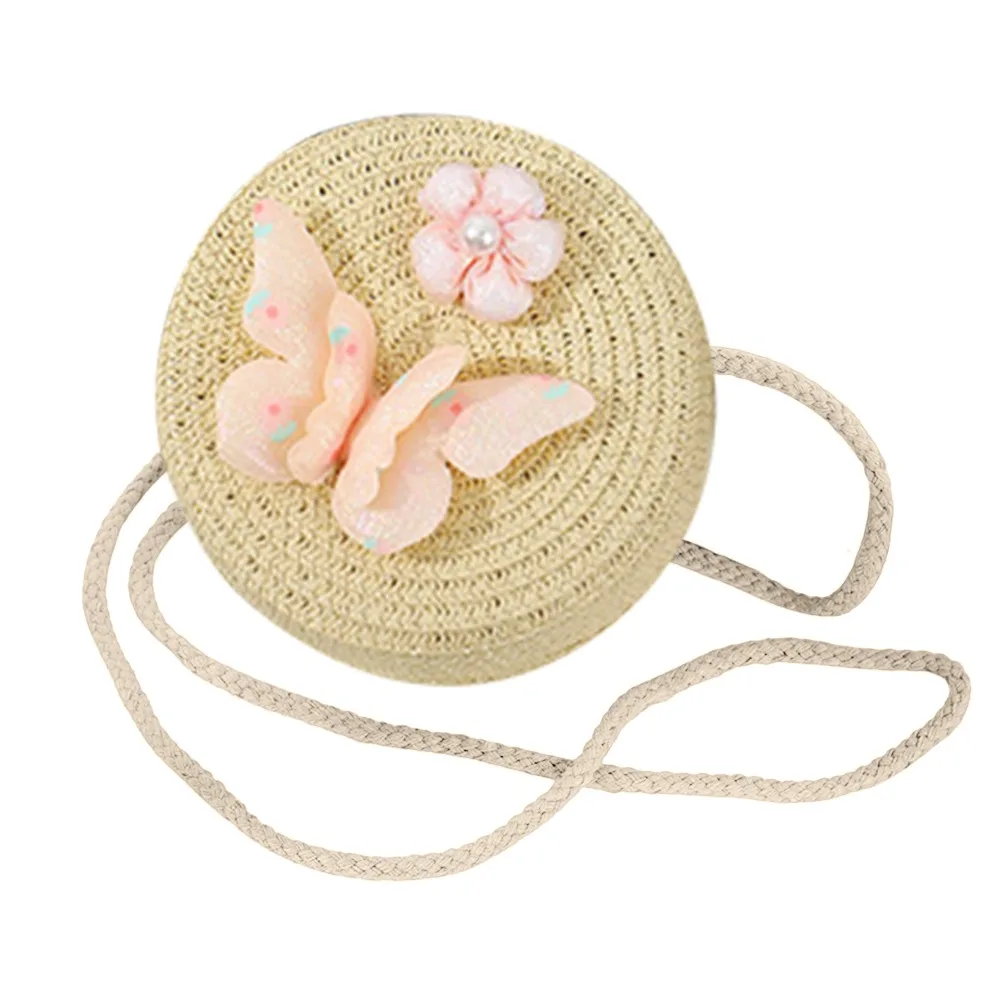 

Милая детская соломенная сумка ручной работы круглой формы с цветком сумка через плечо тканая сумка для детей девочек