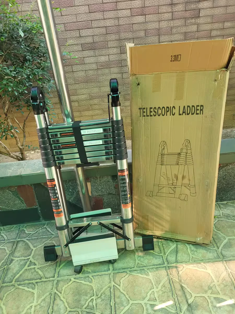 

Stainless steel multifunctional telescopic ladder, household portable engineering lifting straight folding safety ladder YX612AS