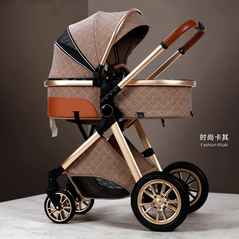 High-view Baby Stroller Lightweight Can Be Used for Sitting and Lying Down Foldable Shock-absorbing Two-way Newborn Baby Carrier