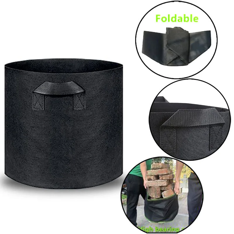 1 2 3 5 10 20 50 100 150 200 gal gallon Large Grow Bag garden Veg flower plant growing tree pots planter fabric jardin container