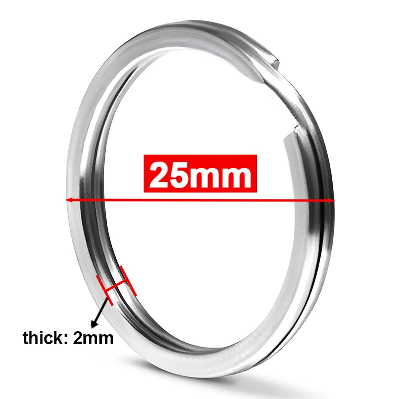 10-20 stuks roestvrijstalen sleutelhangers gepolijst zilver ronde platte draad split sleutelhanger voor sieraden maken autosleutelhanger DIY 25-35mm