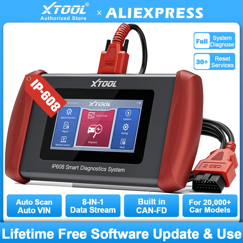 XTOOL InPlus IP608 All System Car Diagnostic Tools SRS EPB BMS Reset Built-in CAN FD Lifetime Free Update 30 Reset Scan Tool