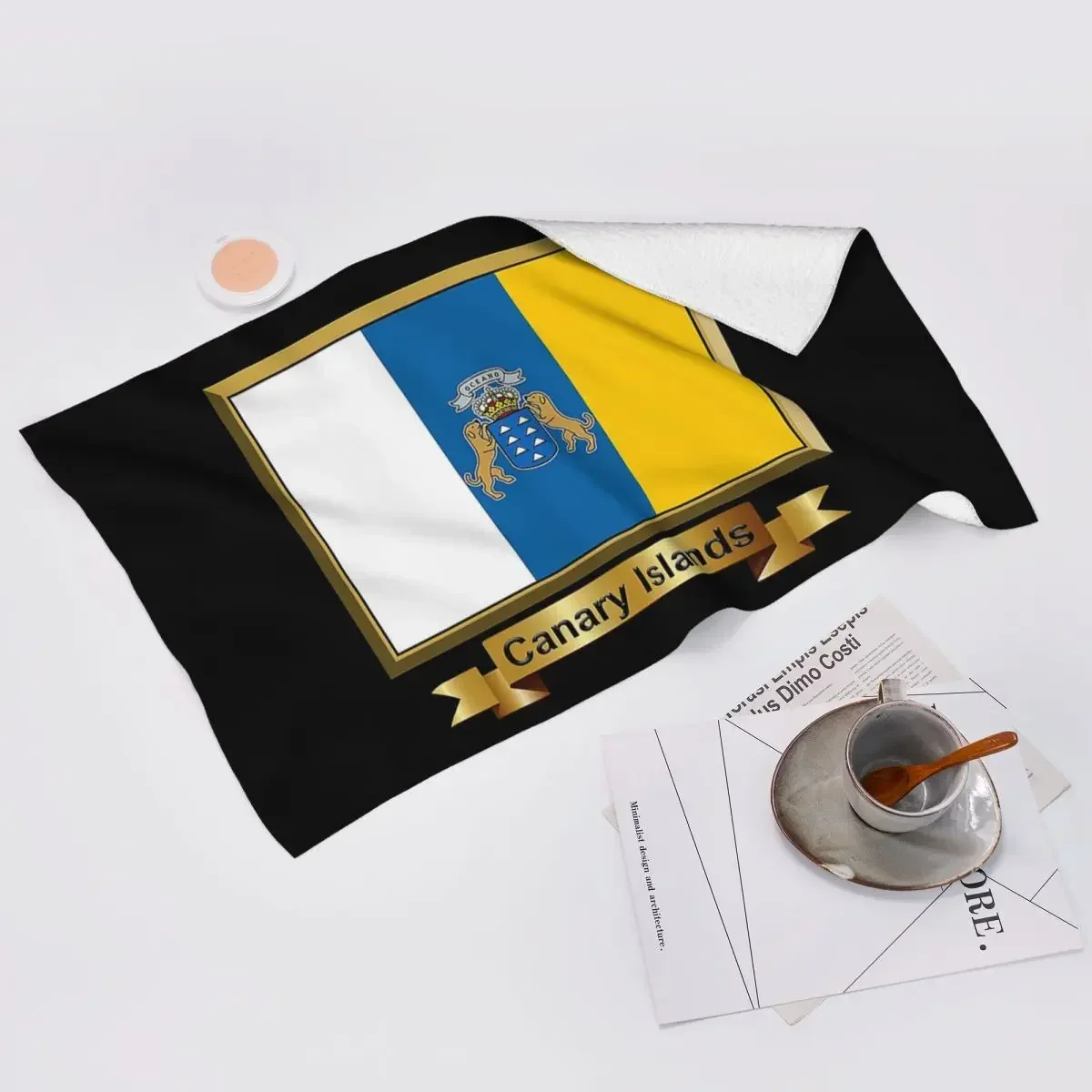Toalla de cara suave con diseño de la bandera de España, Islas Canarias, de secado rápido, para piscina, baño, de algodón, transpirable