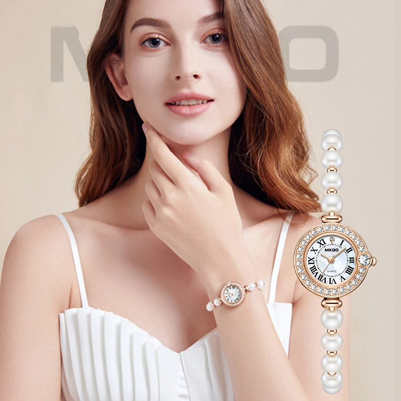 UTHAI L52 Women's Fashion Watch Light Luxury Diamond Freshwater Pearl Bracelet Waterproof Roman Pattern Clock Female's Watches