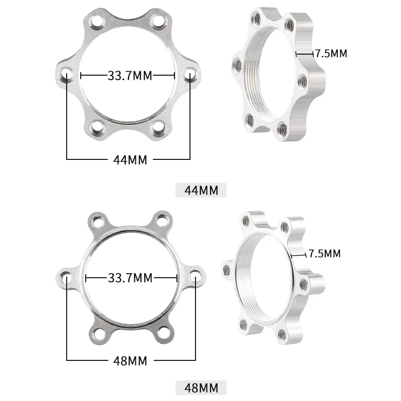 MUQZI 2Pcs 44mm 48mm Bike Hub Disk Disc Brake Rotor Adapter Freewheel Threaded Hubs 6 Bolt Flange MTB Road Bicycle Accessories