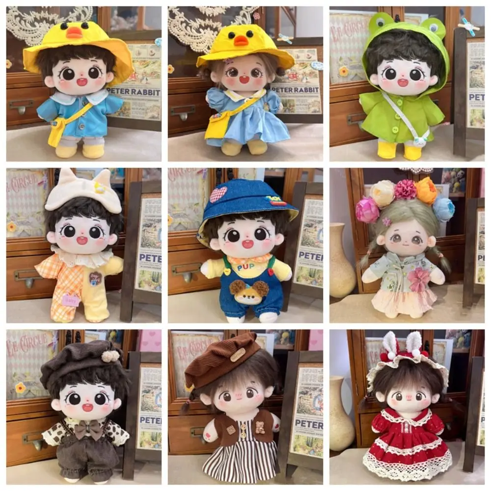 1 Juego de ropa de muñeca de algodón de 20cm, traje de ropa de muñeca Kawaii Star, traje DIY, Mini ropa sin atributos, ropa para muñecas