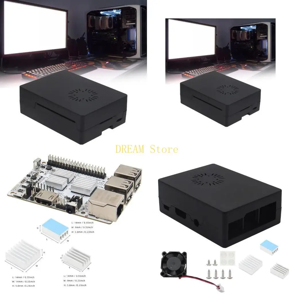 

Case forraspberrypi3b 3b+ Absshell Heatsink Cooling Fan Computer Mineboard Лучшая продажа