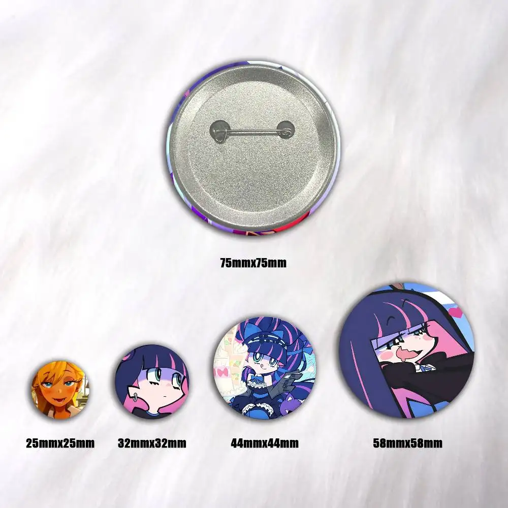 A-New PANTY & STOCKING Cartoon Round Brooches On Backpack Jacket Acrylic Button Pins Collection Gifts