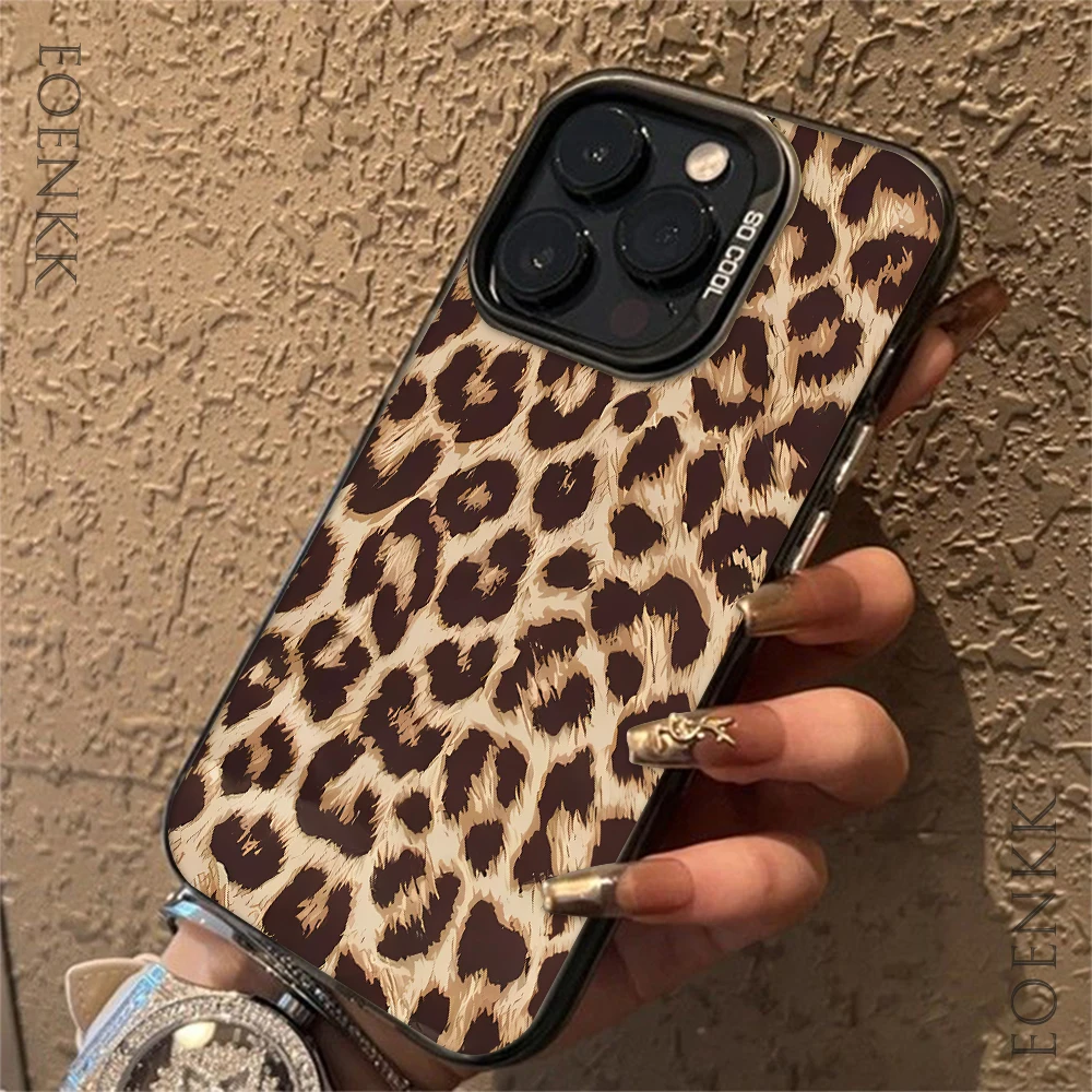 Brown Leopard Anti-drop Armour Phone Case For Samsung Galaxy S25 S24 S23 S22 S21 S20 Ultra Plus FE A25 35 A55 5G Hard Cover