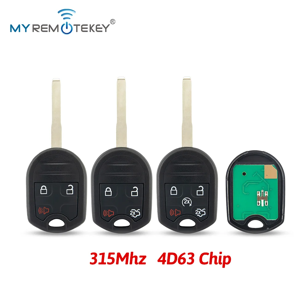 MYREMOTEKEY Remote Head Key 315Mhz HU101 Blade with 4D63 Chip for 2012-2019 Ford Fiesta Escape Focus C-Max Transit Connect