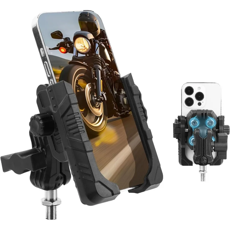 

Motorcycle Bike Phone Mount with Vibration Dampener 360 Adjustable Dual Ball Head AntiShock Handlebar Holder for Ebike Scooter
