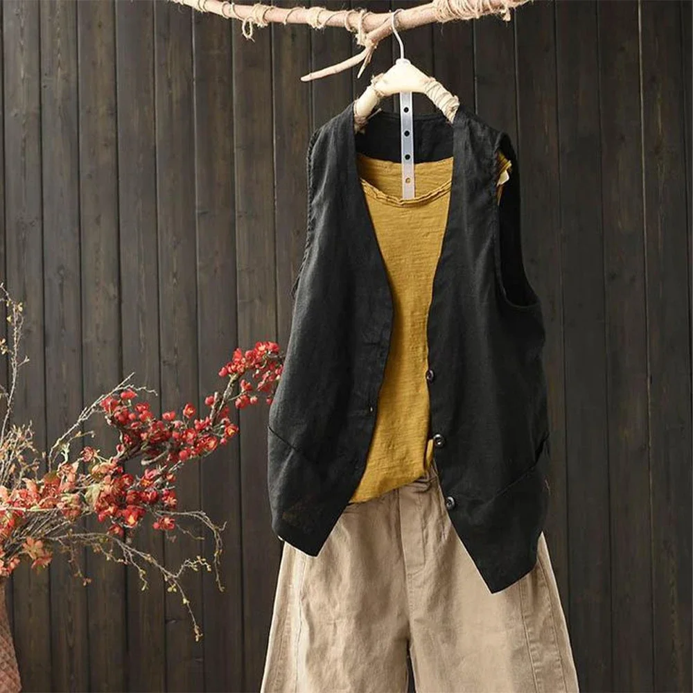 Eenvoudig vest voor heren Mouwloos 3-knops linnen Casual elegant zomermanvest Retro pakvesten met enkele rij knopen