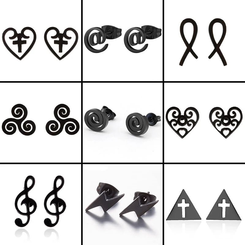 Punk Stainless Steel Lightning Teen Wolf Triskele Earrings Women Geometric Spiral Jewelry Girl Multiple Symbol Earring Accessory