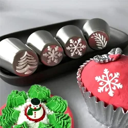 4pc/set Cream Nozzle Cake Decorating Tools Pastry Bakery Accessories Cupcake  Icing Piping Nozzle Tips Bakeware Christmas