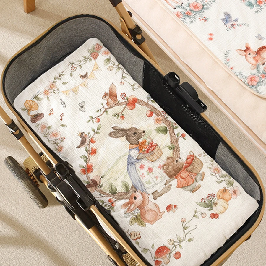 

Washable Baby Stroller Seat Cushion 4 Seasons Universal Cotton Pram Liner Pad Soft Dotted Comfort Mat for Newborn Toddler