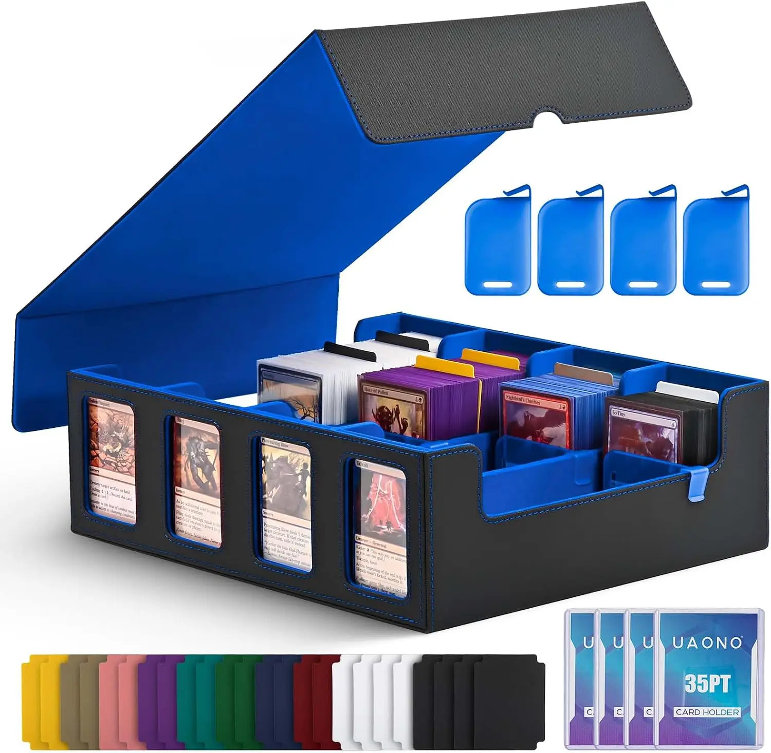 2400+ Capacity Trading Card Storage Box, Large Leather TCG Card Case Organizer with Accessories, Portable Card Holder for Organi