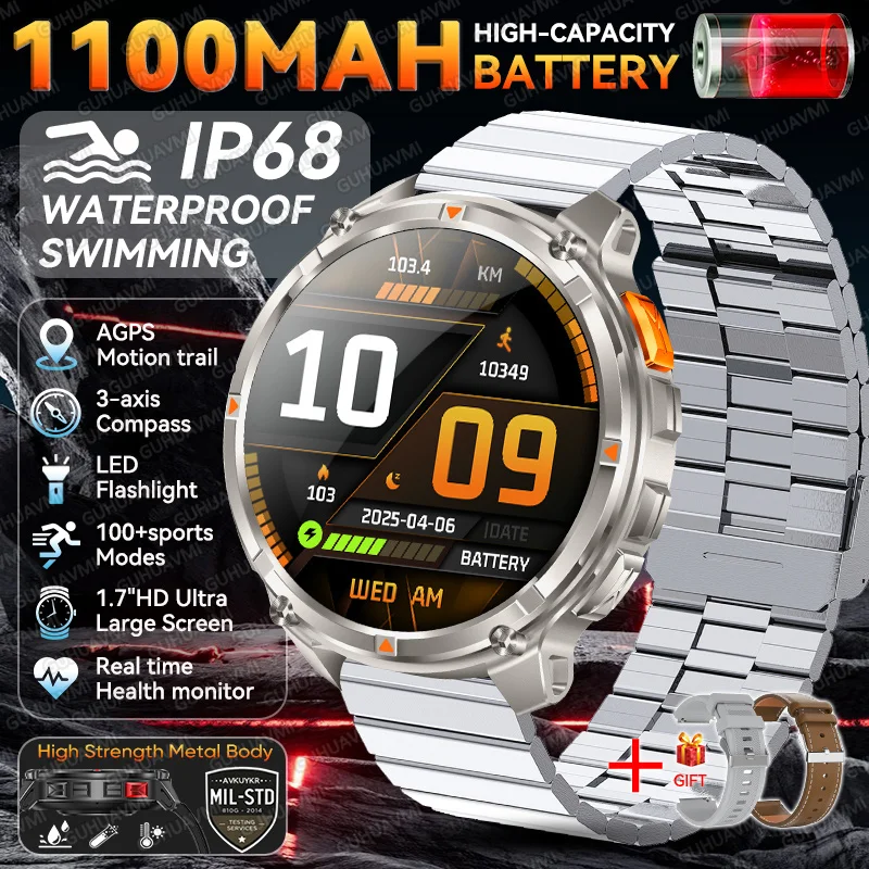 2026 Nieuwe T-Rex3 Ultra 1100 mAh Super Capaciteit Batterij Volwassen Mannen Smart Horloge 1.7 "Groot Scherm Oproep 5ATM Waterdichte Sport Horloges