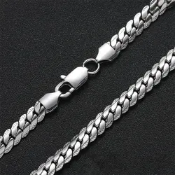 925 Sterling Silver Man 6MM 40-60cm Side Chain Bracelet Necklace For Women Fashion Wedding Christmas Gift Jewelry Accessories