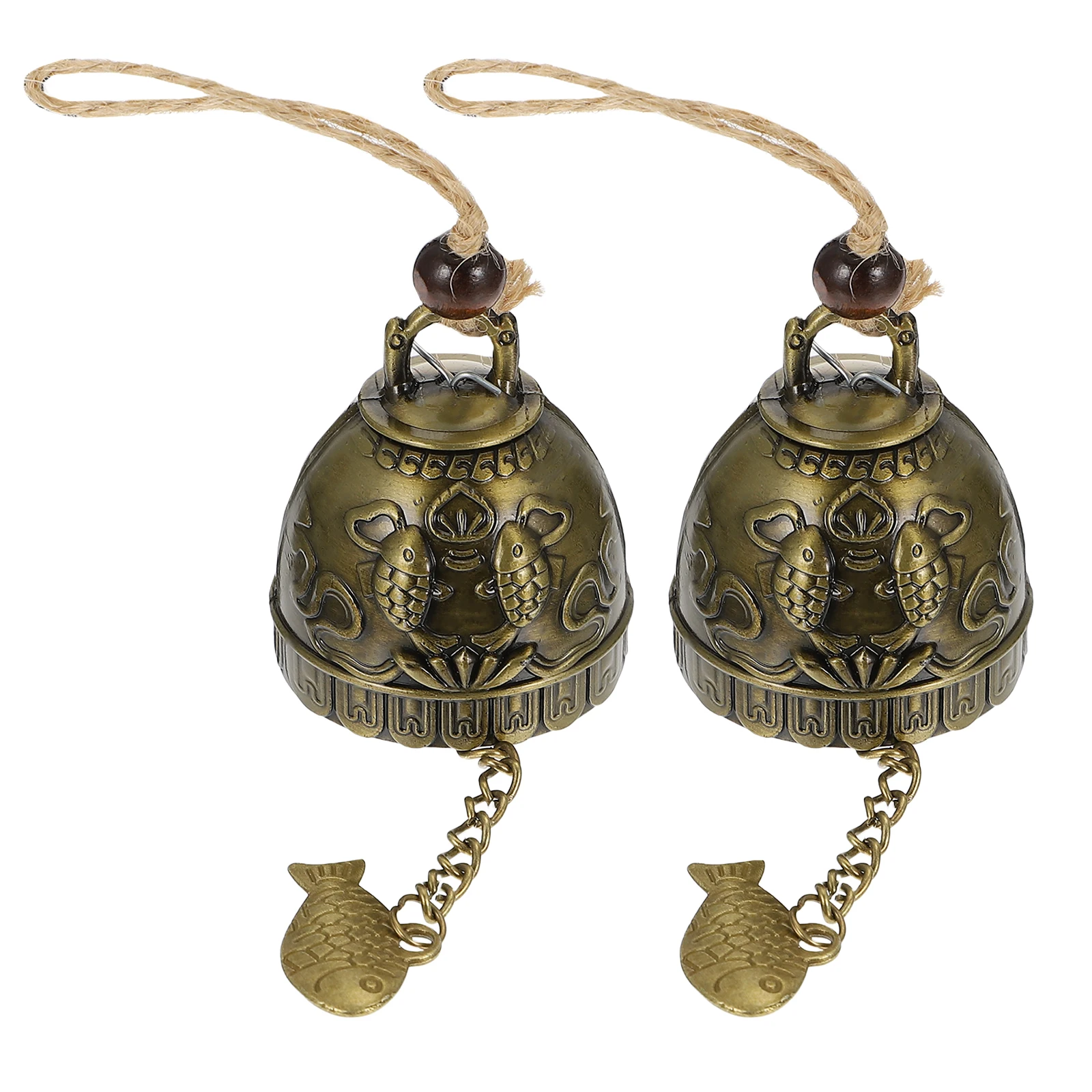 

2pcs Fengshui Wind Chime Metal Hanging Ornament Vintage Bell Decor For Home Office Garden Aluminum Zinc Alloy Durable Windbell
