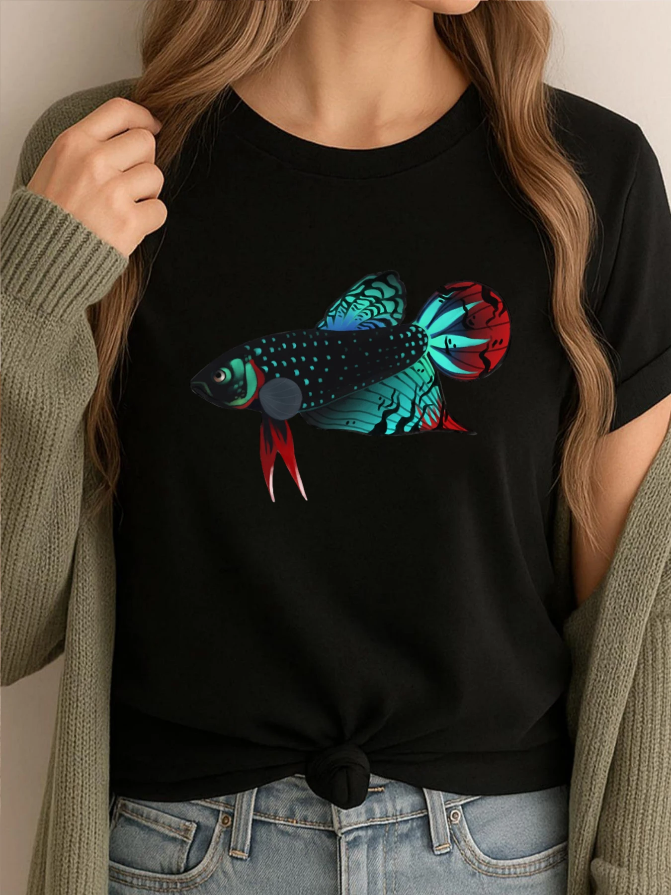 

Розовые футболки с рисунком Betta Imbellis, новые дышащие топы и футболки, дизайн унисекс, повседневная одежда с принтом