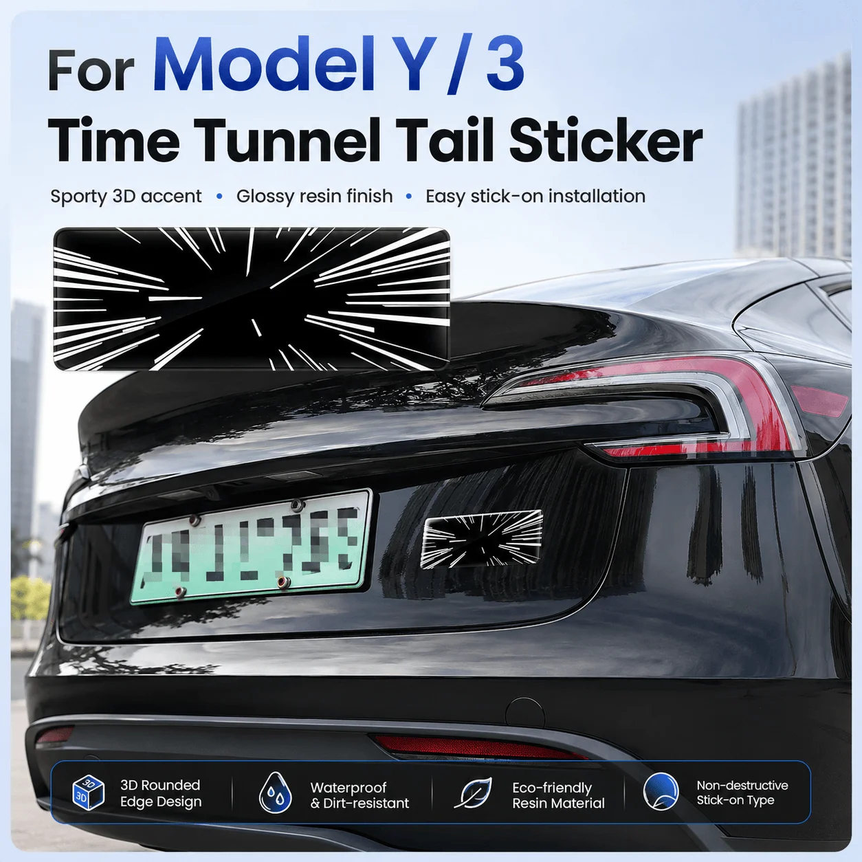 For Tesla Model Y Model 3 Time Tunnel Tail Sticker Personalized Badge Label Creative Decoration Car Exterior Accessories Decal