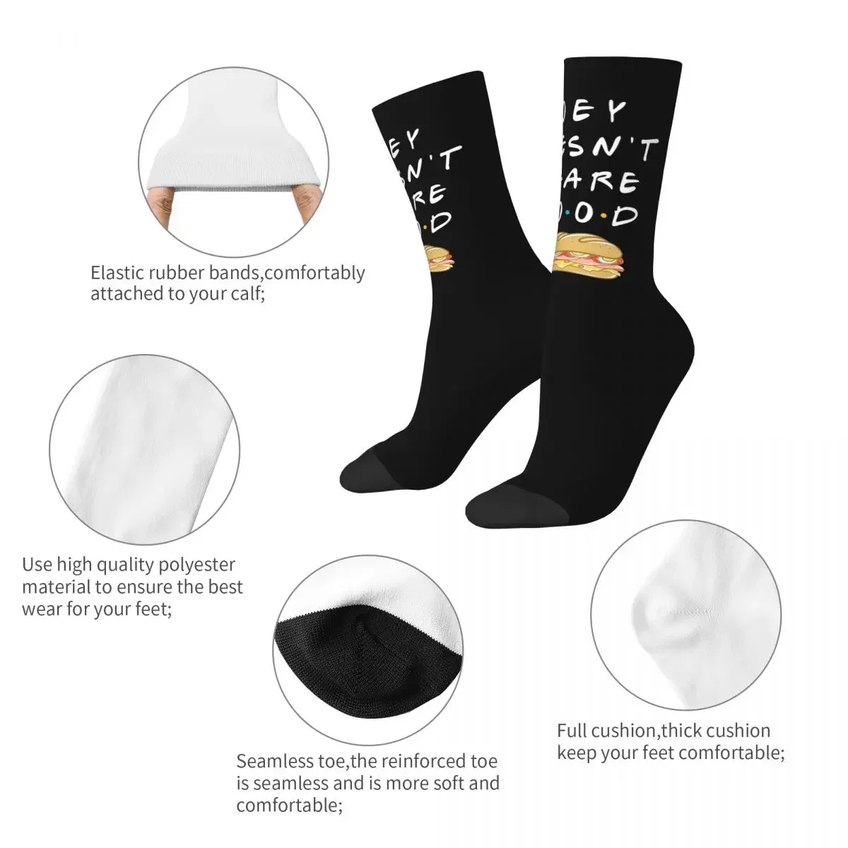 JOEY DOESN'T SHARE FOOD TV Show Friends Socks Men's Women's Socks Harajuku Spring Summer Autumn Winter Middle Tube Socks Gifts