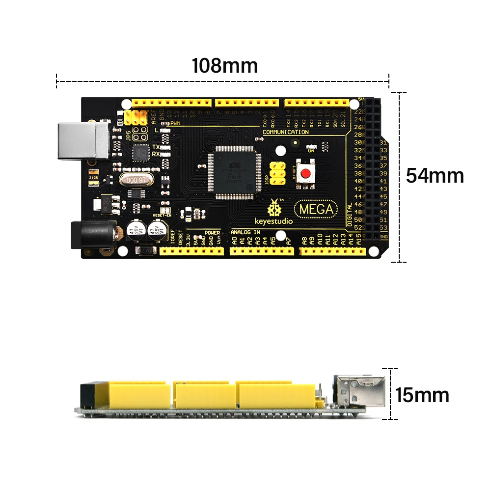 1 Uds Keyestudio Mega Development 2560 R3 placa + Cable USB + Manual para Arduino Mega