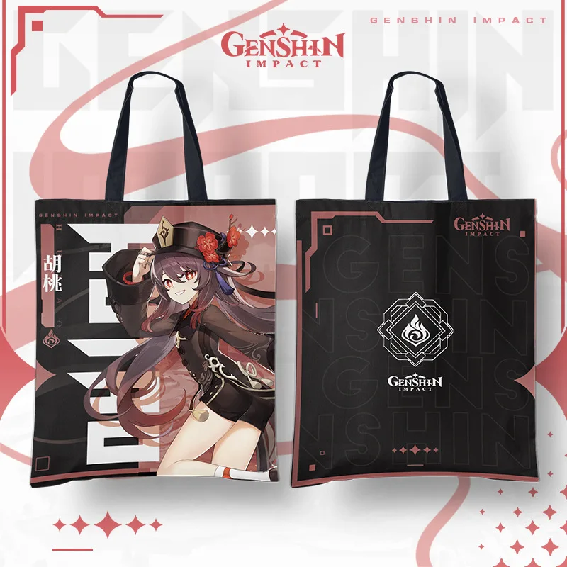 Anime Genshin Impact  Canvas Bag  Yae Miko Ganyu Hu Tao Nahida Nilou Ayaka Eula Raiden Shogun Game Satchel Portable Cloth Bag