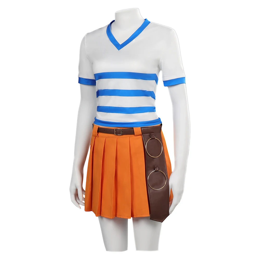 Traje de Cosplay de Nami Piece para niños y niñas, traje de TV, accesorios, Tops, falda, cinturón, Halloween, Carnaval