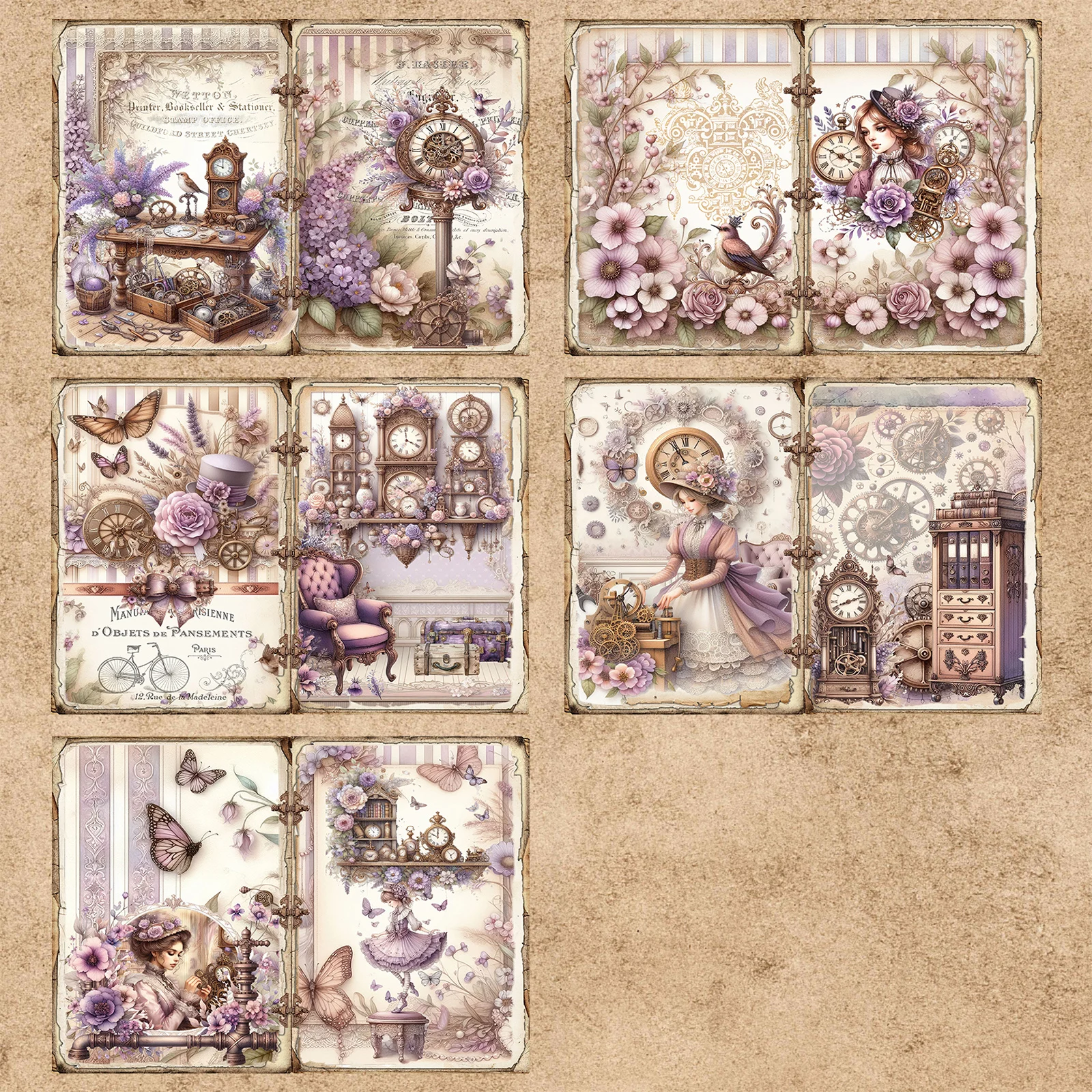 15 arkuszy steampunkowy sprzęt steampunkowy zegar na sterowiec w tle Vintage Grunge planowanie scrapbookingu