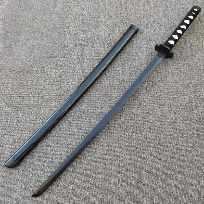 Espadas medievais de madeira katana, 100cm/33,37 polegadas, cosplay, modelo de anime, adereços com bainha, exibição de treinamento, brinquedos ao ar livre, presente colecionável