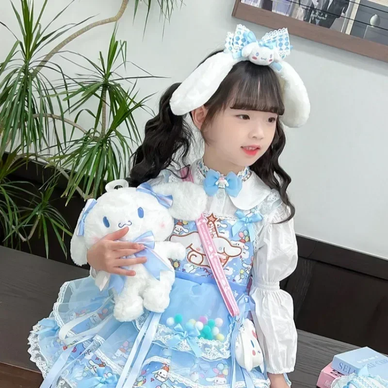 Sanrio Halloween Cinnamoroll Girls Lolita Dress Princess Skirt Cartoon Spring Autumn Party Gifts Performance Cosplay Dress