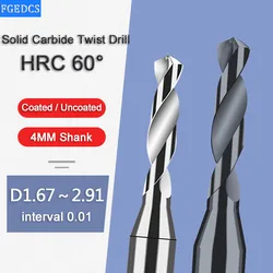 Wiertło z pełnego węglika spiekanego 1.67 do 2.91mm Micro Mini bity CNC metalowe narzędzia do obróbki otworów na stal aluminiowa wiertła spiralne D4MM Shank
