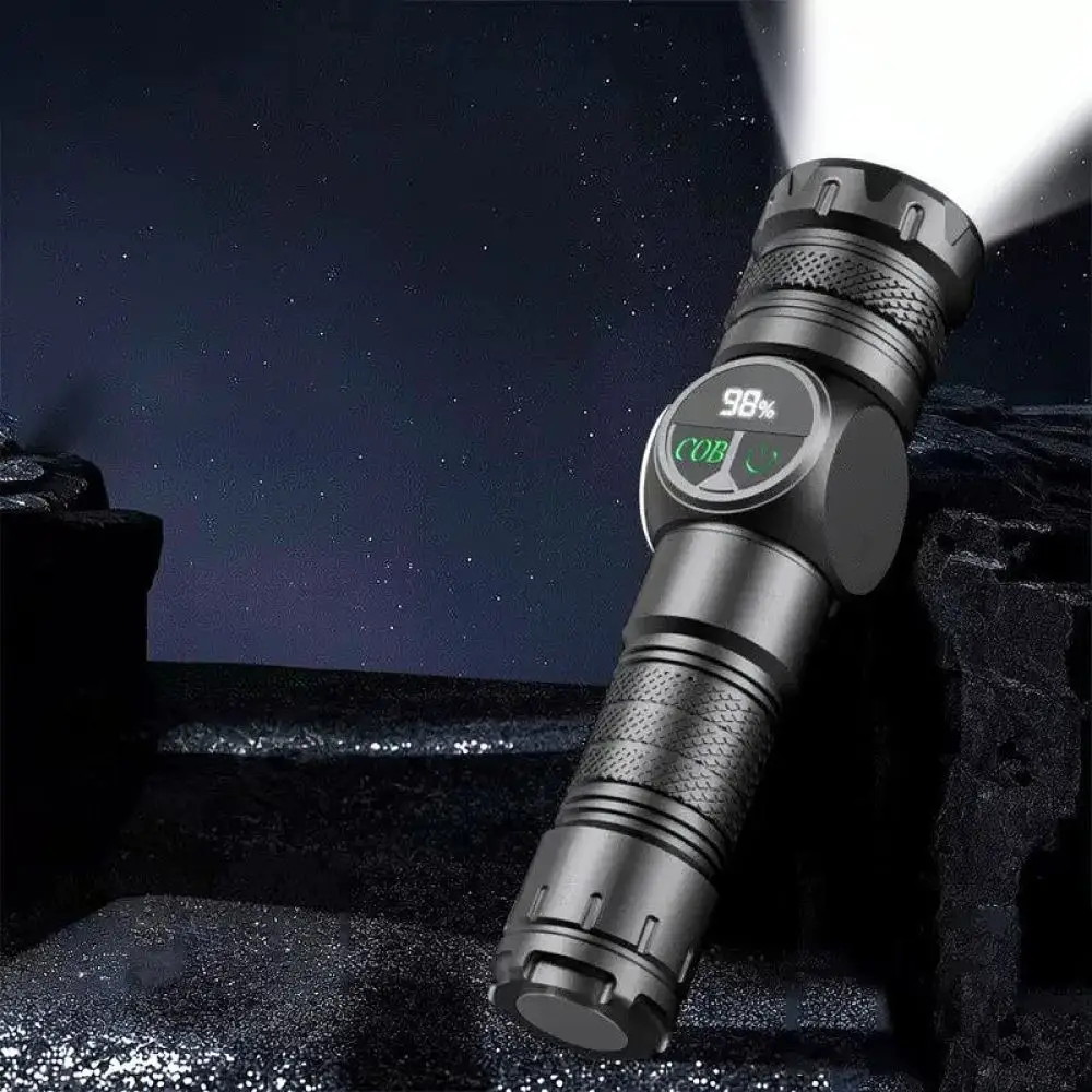 Multi Functional LED Flashlight Rechargeable Searchlight With Side Light Intelligent Screen For Outdoor Survival Repair