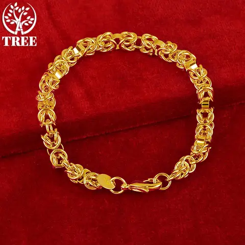 ALITREE 24K Yellow Gold Dragon Head Chain Bracelets For Woman Party Wedding Engagement Christmas Birthday Fashion Fine Jewelry