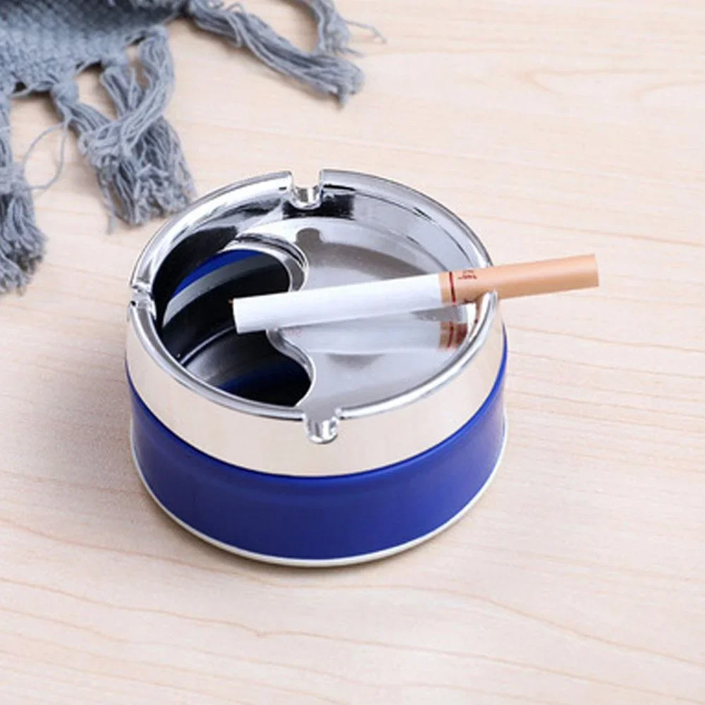 1 Pc Stainless steel ashtray sealed windproof ashtray living room household rotary thickened ashtray