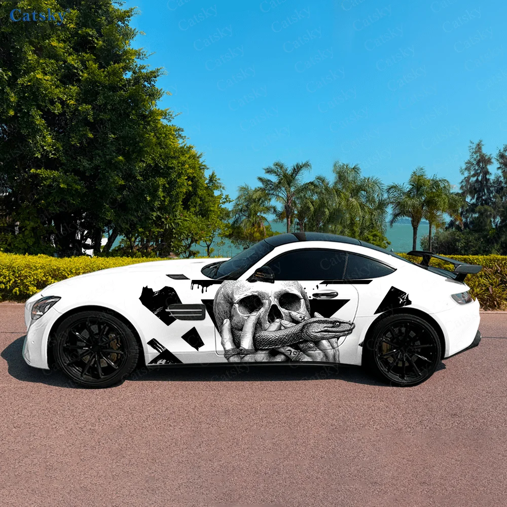 

Black Skull Snake Unique Car Side Sticker Decoration,PVC Waterproof Scratch Resistant Decal,Car Protection,Auto Accessories Gift