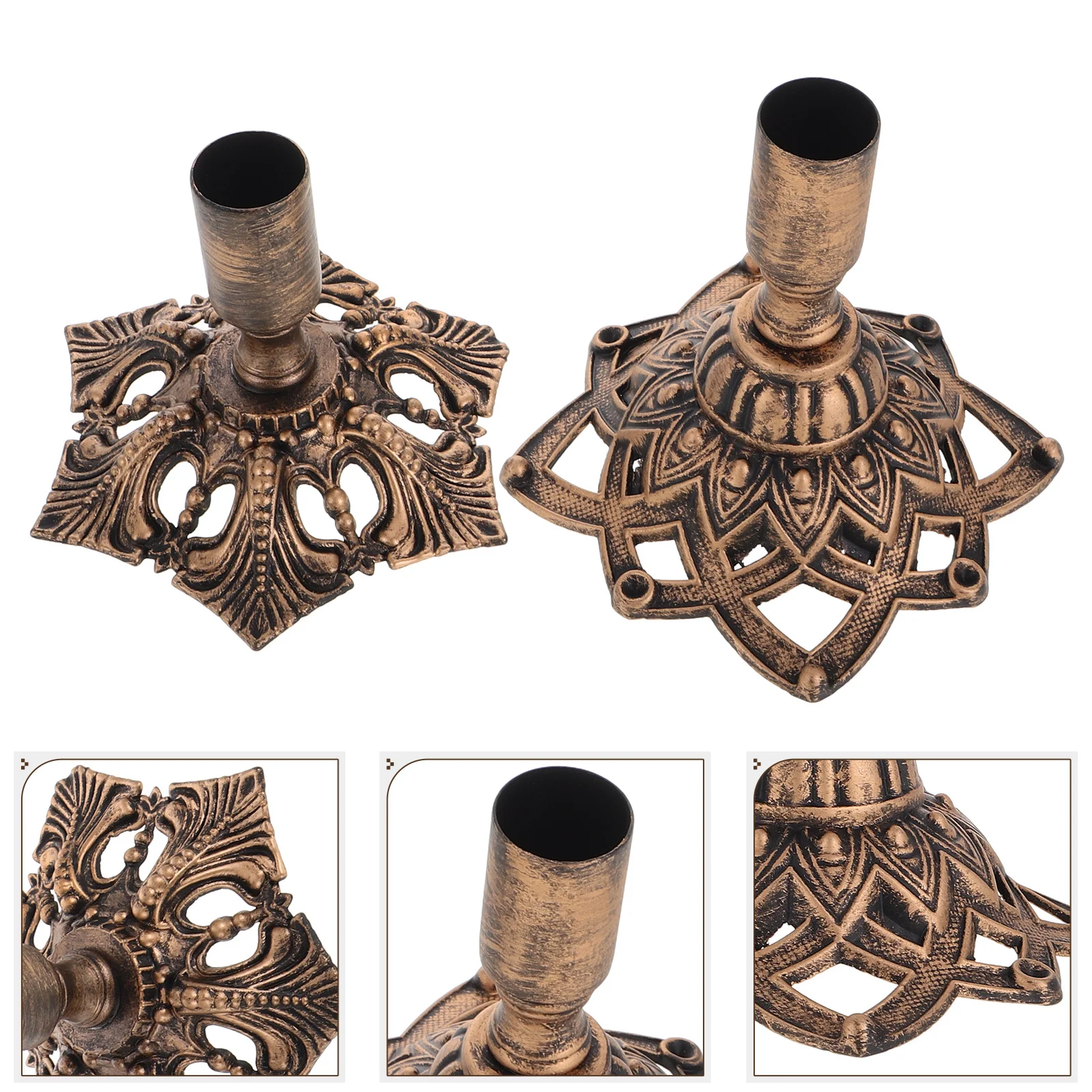 

2Pcs Vintage Candlestick Holder Gold Taper Holders for Wedding Dining Fireplace Mantel Decor Metal Candelabra