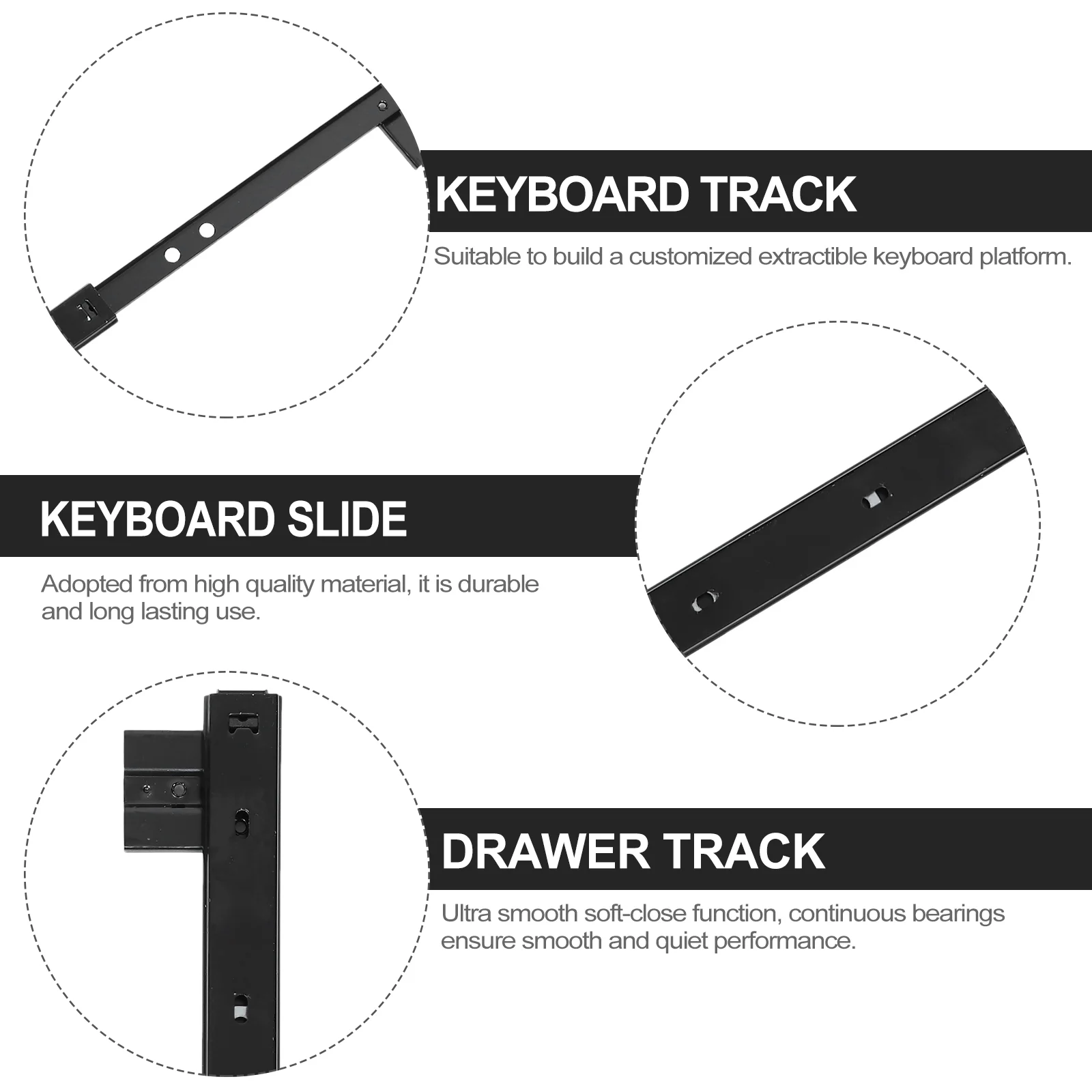 Keyboard Rails Tray Heavy Duty Shelf Brackets Sliding for Computer Furniture Sliders Drawer Practical Stand Accessories