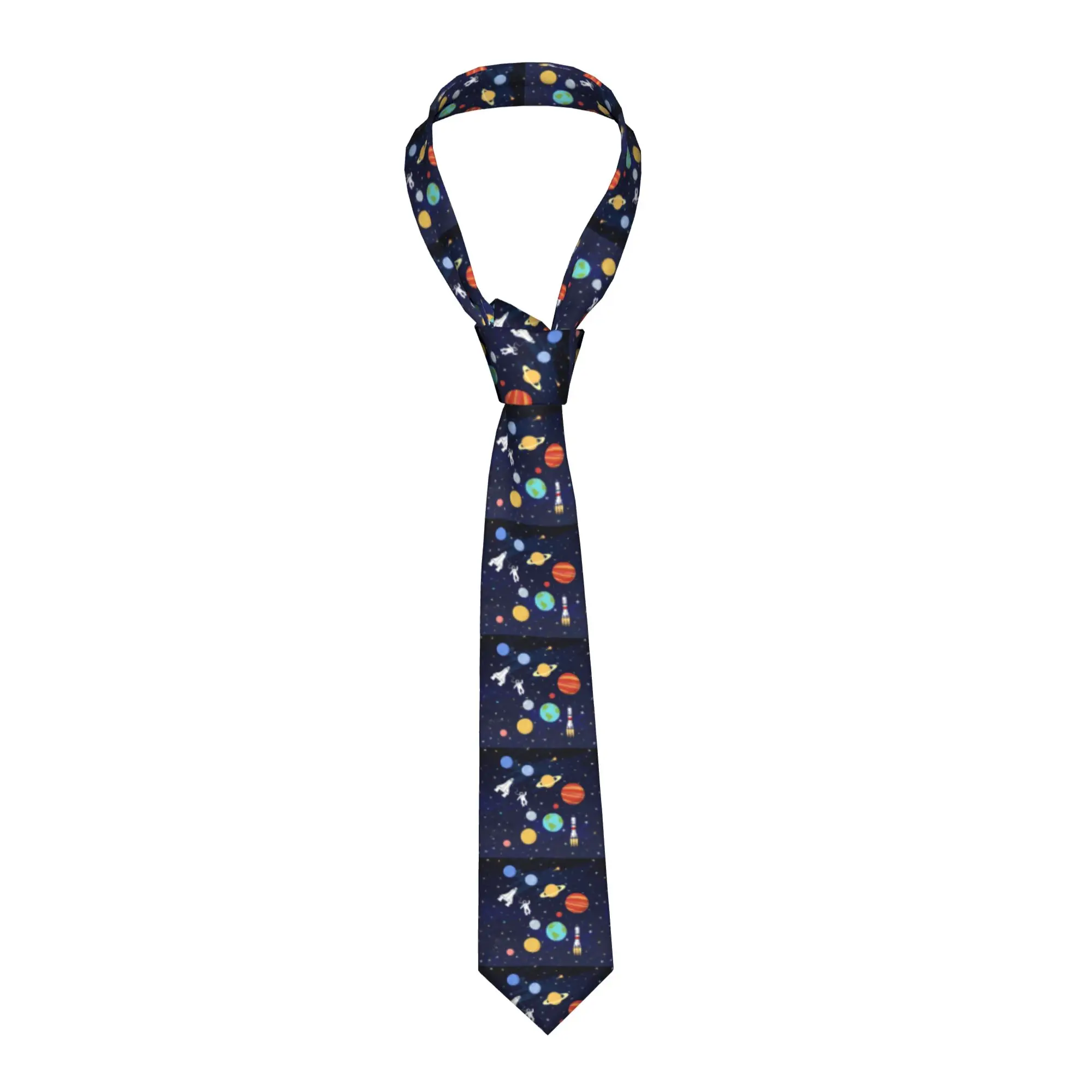Custom Galaxy Space Ties Men's Formal Silk Planets Space Rocket Astronaut Neckties for Business