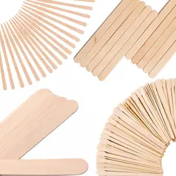 4 Style 300 Pcs Assorted Wooden Wax Sticks - for Body Legs Face and Small Medium Large Sizes Eyebrow Waxing Applicator Spatulas