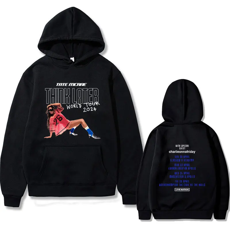 

Singer Tate Mcrae Think Later World Tour 2024 Concert Hoodie Men Women Fashion Vintage Tracksuit Male Casual Oversized Hoodies