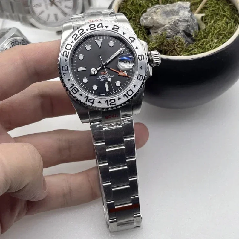 

NH34 Mechanical Business Table GMT Water Ghost Luminous Circular Automatic Movement Mechanical Watch Precision Steel Watch 41mm