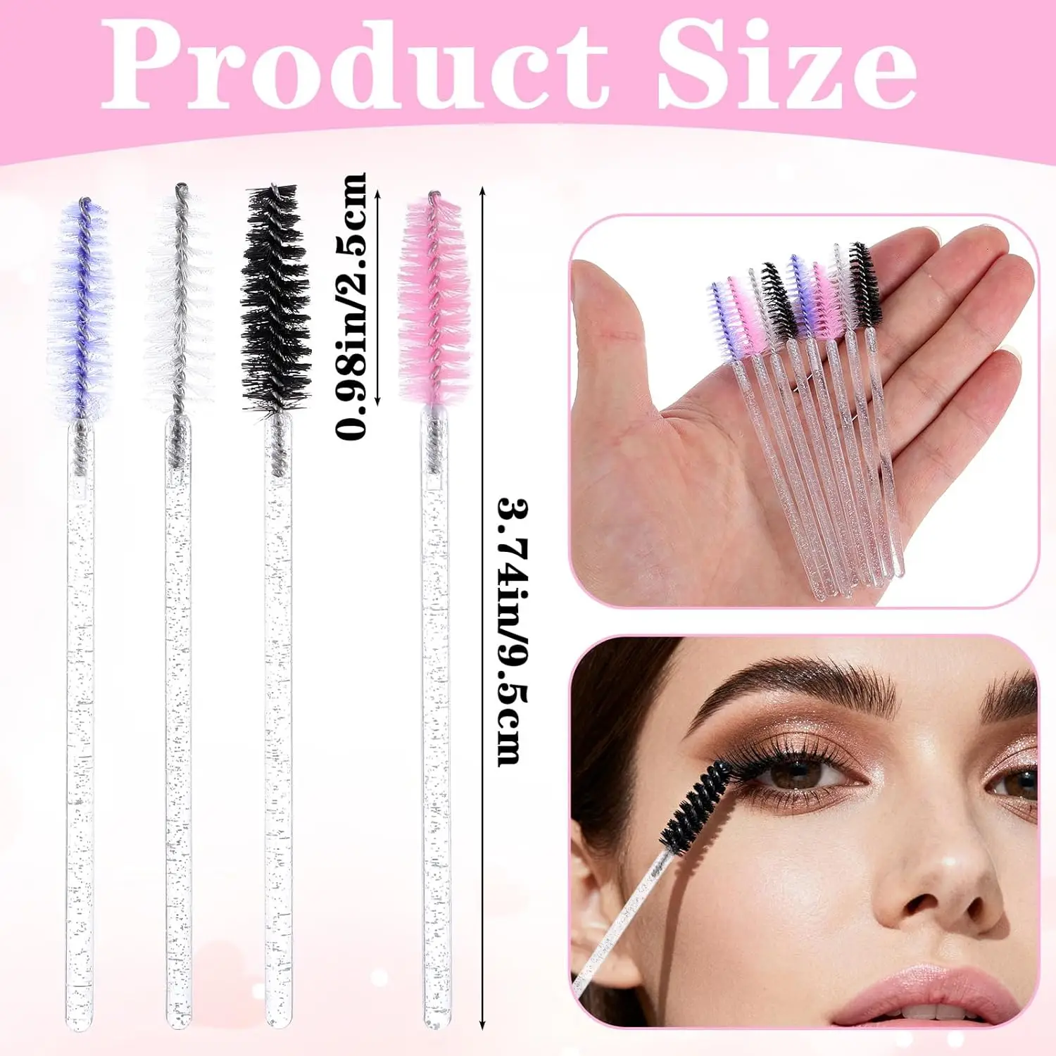 50 قطعة من فرش الرموش الكريستالية - عصا نباتية للاستعمال مرة واحدة للماسكارا والملحقات، لا تسبب الحساسية (الصالون والمنزل) #2